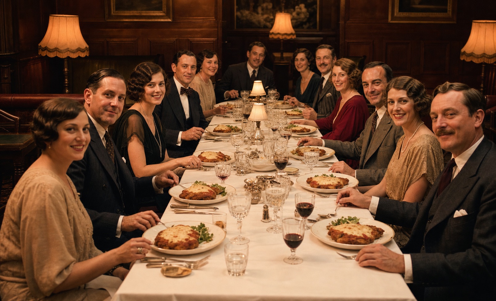 A heritage-style gathering of Club Marinara's founding parmigiana enthusiasts